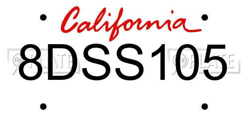 8DSS105 California License Plate