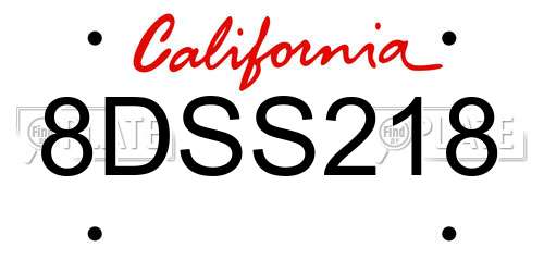 8DSS218 California License Plate