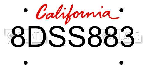 8DSS883 California License Plate