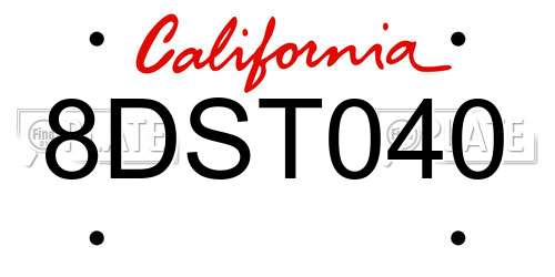 8DST040 California License Plate