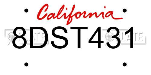 8DST431 California License Plate