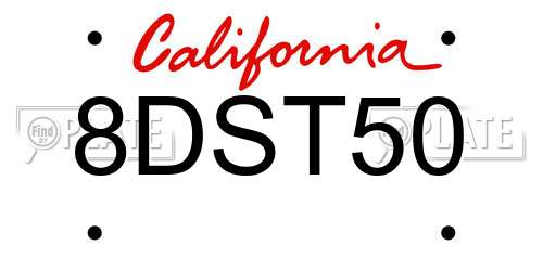 8DST50 California License Plate