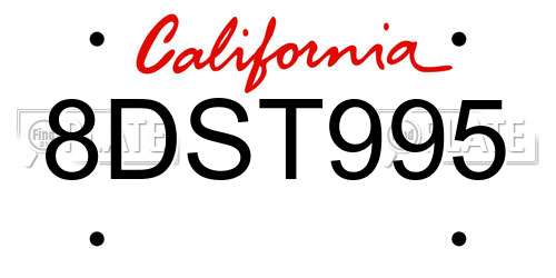 8DST995 California License Plate
