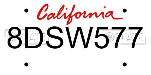 8DSW577 California License Plate