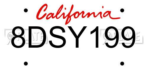 8DSY199 California License Plate