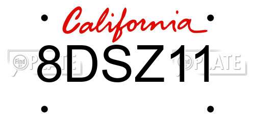 8DSZ11 California License Plate