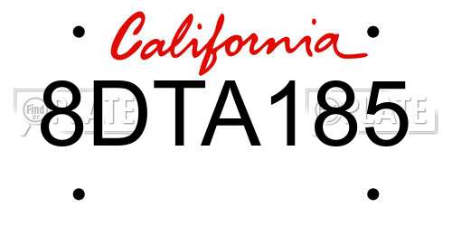 8DTA185 California License Plate