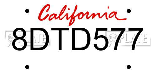 8DTD577 California License Plate