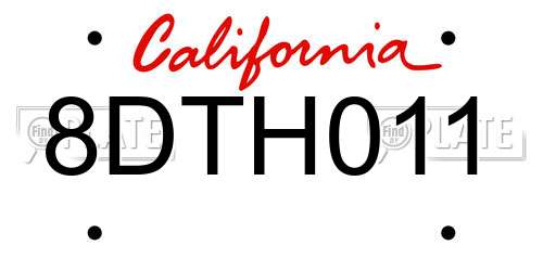 8DTH011 California License Plate