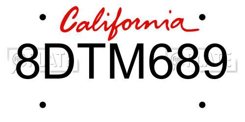 8DTM689 California License Plate