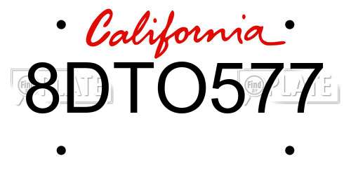 8DTO577 California License Plate