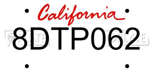 8DTP062 California License Plate