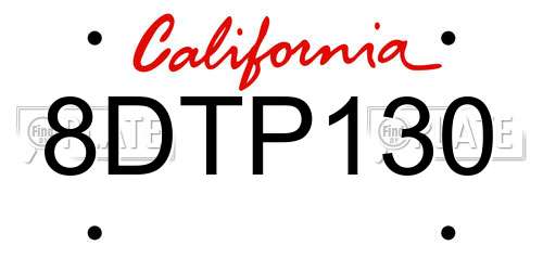 8DTP130 California License Plate
