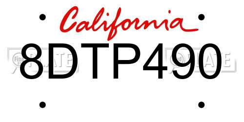 8DTP490 California License Plate