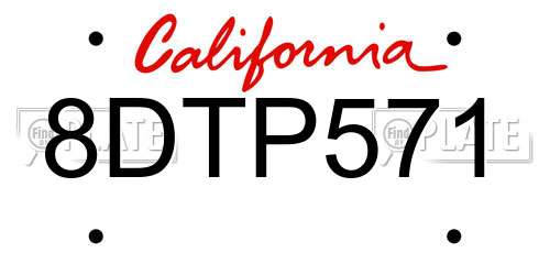 8DTP571 California License Plate