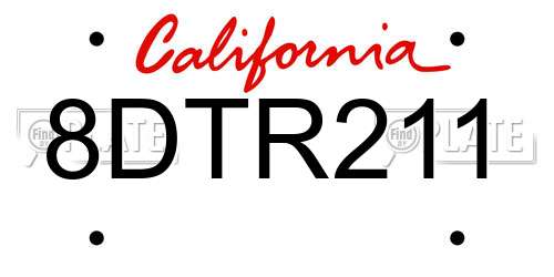 8DTR211 California License Plate