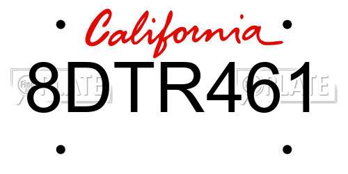 8DTR461 California License Plate