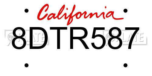 8DTR587 California License Plate