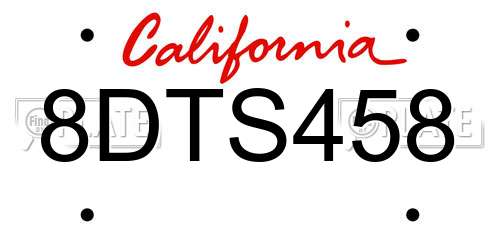 8DTS458 California License Plate