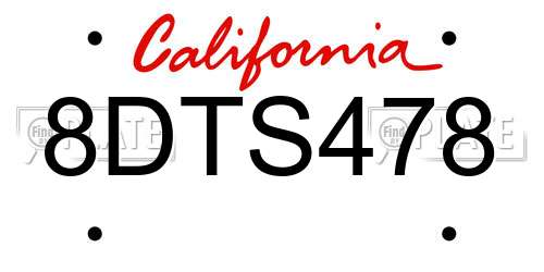 8DTS478 California License Plate