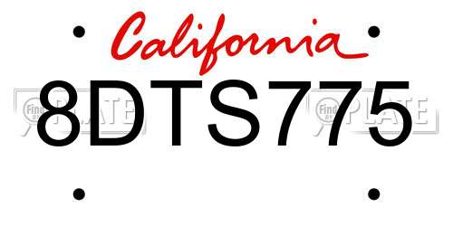 8DTS775 California License Plate