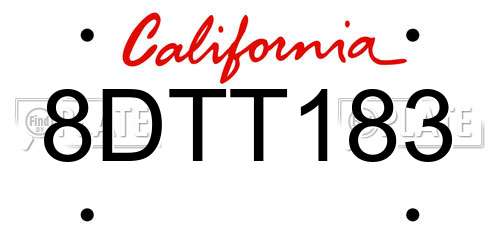 8DTT183 California License Plate