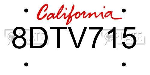 8DTV715 California License Plate