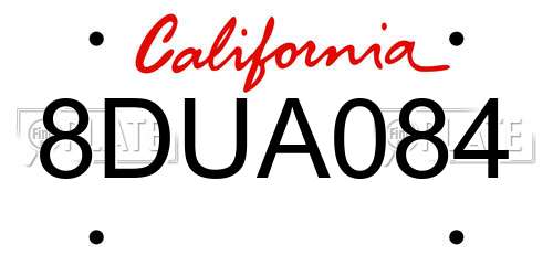 8DUA084 California License Plate