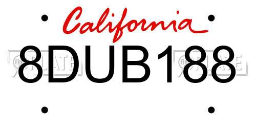 8DUB188 California License Plate