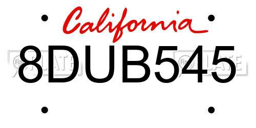 8DUB545 California License Plate