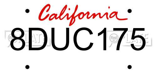 8DUC175 California License Plate