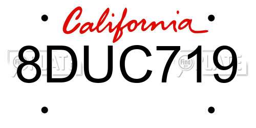 8DUC719 California License Plate