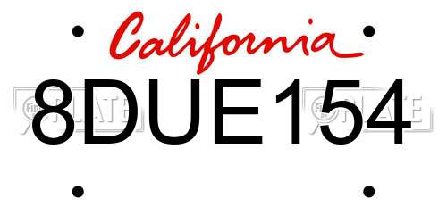 8DUE154 California License Plate