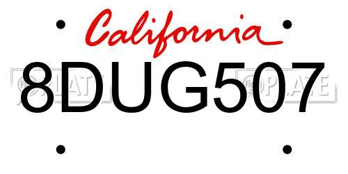 8DUG507 California License Plate