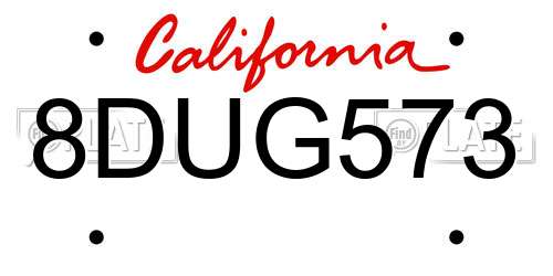 8DUG573 California License Plate