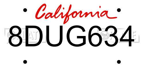 8DUG634 California License Plate