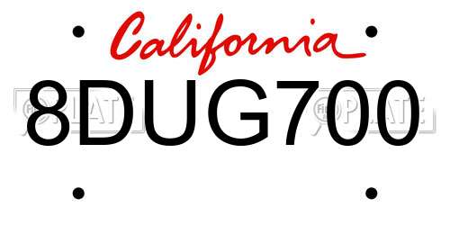 8DUG700 California License Plate