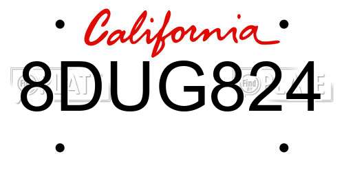 8DUG824 California License Plate