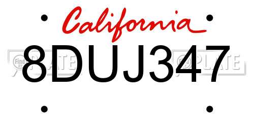 8DUJ347 California License Plate