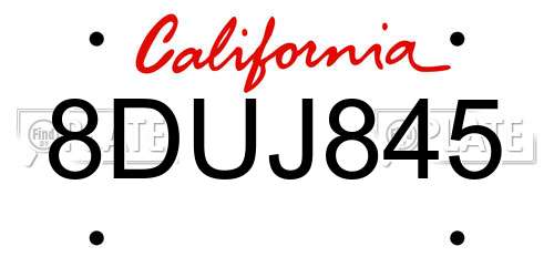 8DUJ845 California License Plate