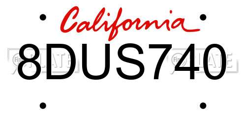 8DUS740 California License Plate