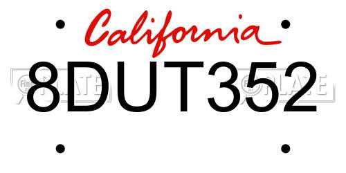 8DUT352 California License Plate