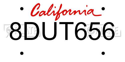8DUT656 California License Plate