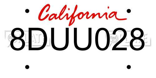 8DUU028 California License Plate