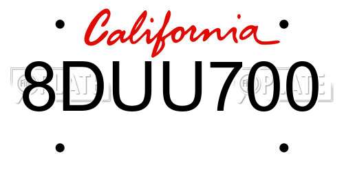 8DUU700 California License Plate