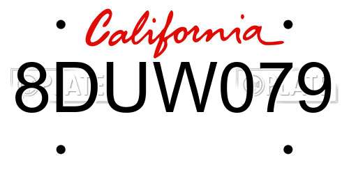 8DUW079 California License Plate