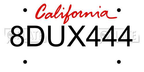 8DUX444 California License Plate