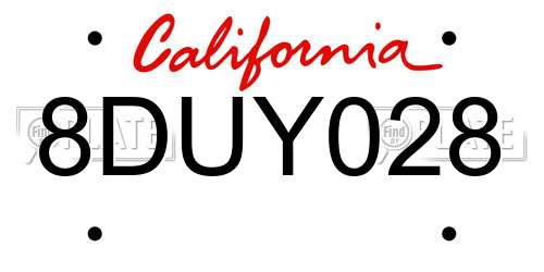 8DUY028 California License Plate
