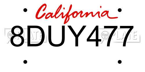 8DUY477 California License Plate