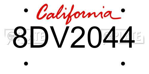 8DV2044 California License Plate